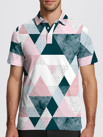 Mens Golf Shirt Short Sleeve Funny Print Golf Polo Shirts for Men Lightweight Dry Fit Quick Dry Collared Golf Polos